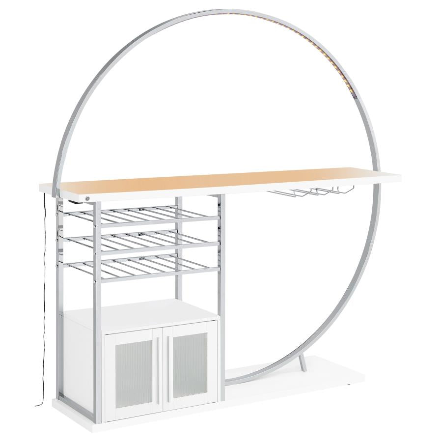 Risley 2-door Circular LED Wine Cabinet White High Gloss-zoom-5
