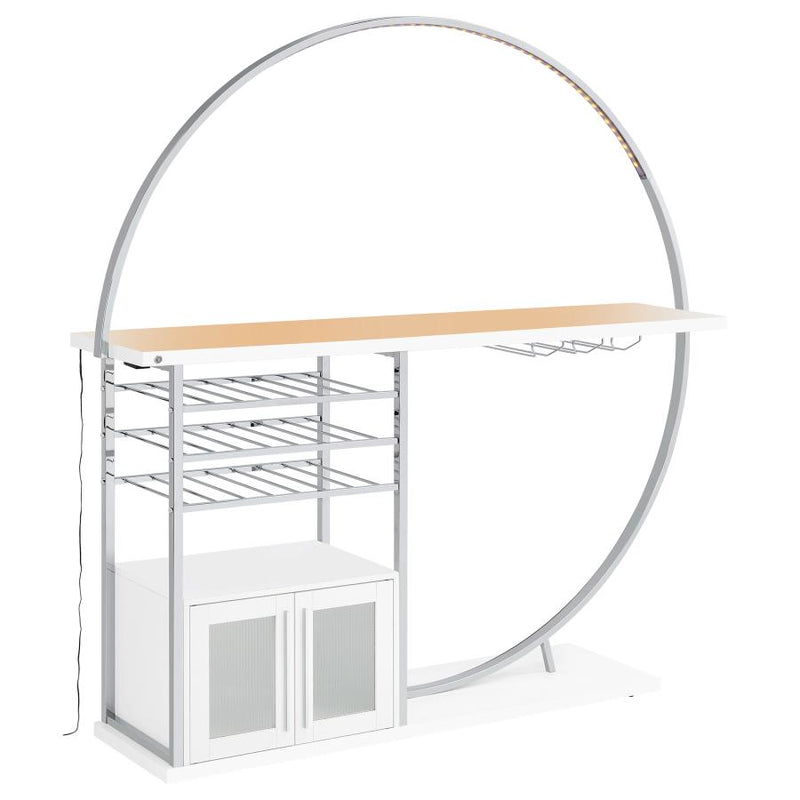 Risley 2-door Circular LED Wine Cabinet White High Gloss-zoom-