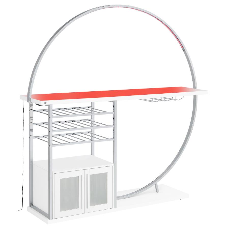Risley 2-door Circular LED Wine Cabinet White High Gloss-6