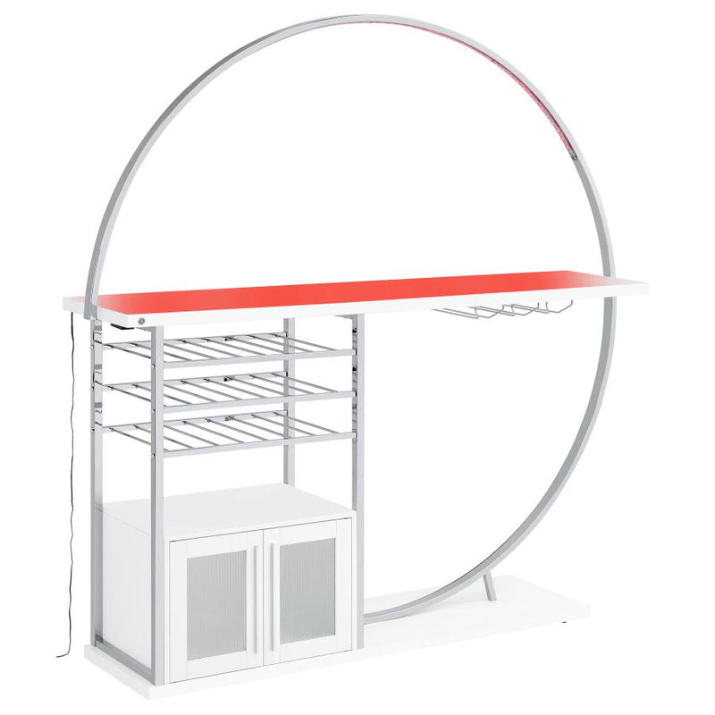 Risley 2-door Circular LED Wine Cabinet White High Gloss-zoom-