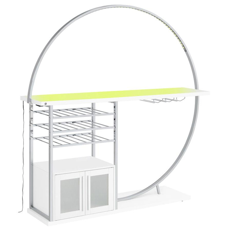 Risley 2-door Circular LED Wine Cabinet White High Gloss-zoom-
