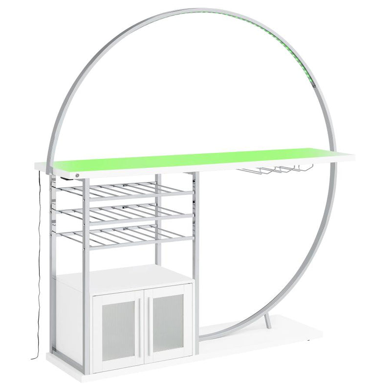 Risley 2-door Circular LED Wine Cabinet White High Gloss-zoom-