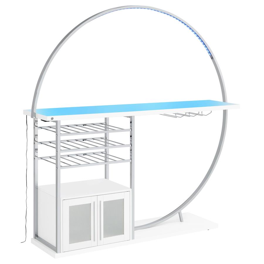 Risley 2-door Circular LED Wine Cabinet White High Gloss-zoom-9