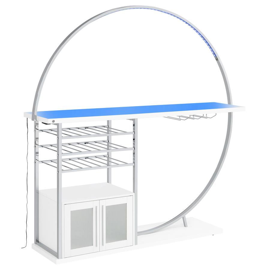 Risley 2-door Circular LED Wine Cabinet White High Gloss-10