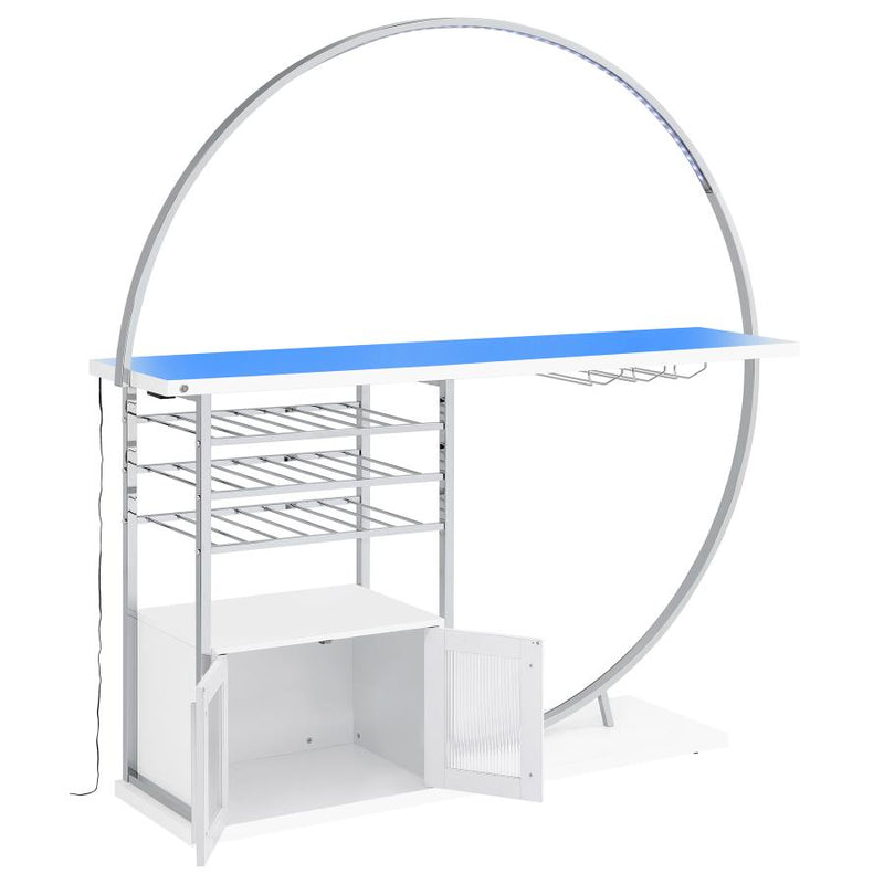 Risley 2-door Circular LED Wine Cabinet White High Gloss-zoom-
