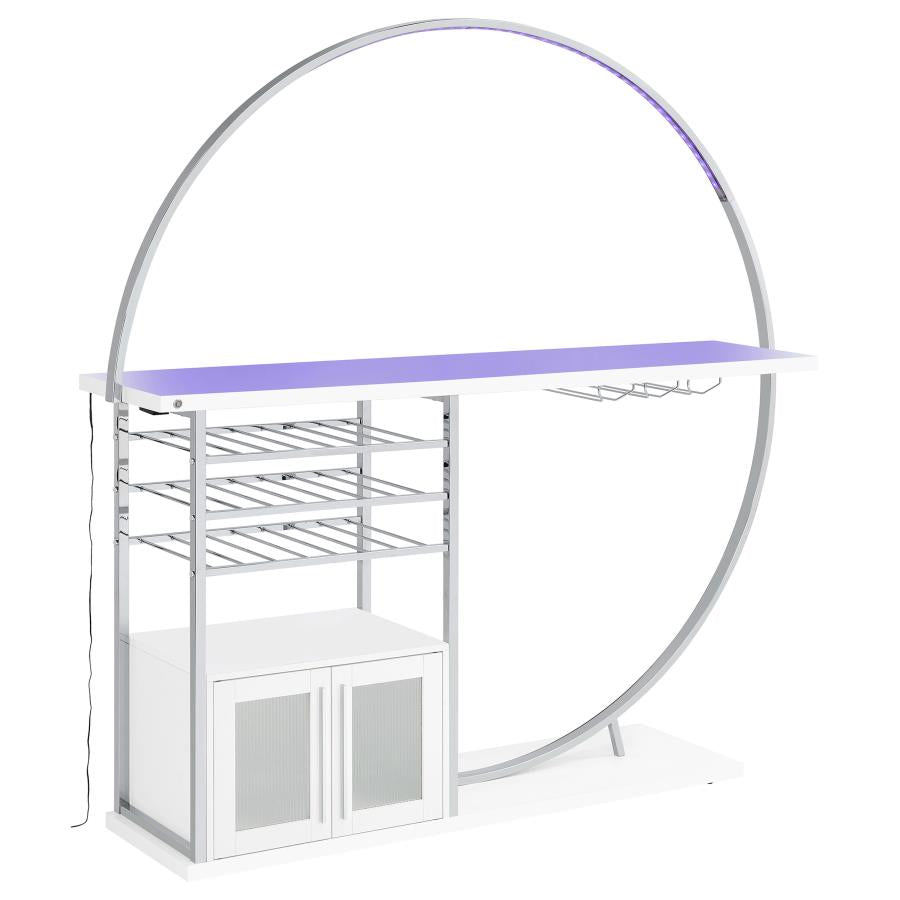Risley 2-door Circular LED Wine Cabinet White High Gloss-12