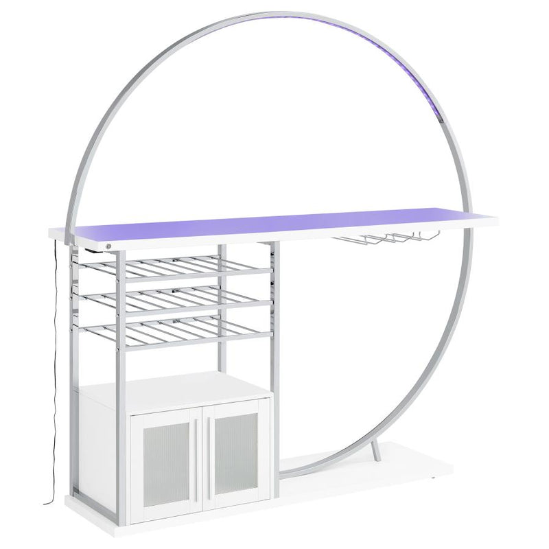 Risley 2-door Circular LED Wine Cabinet White High Gloss-zoom-