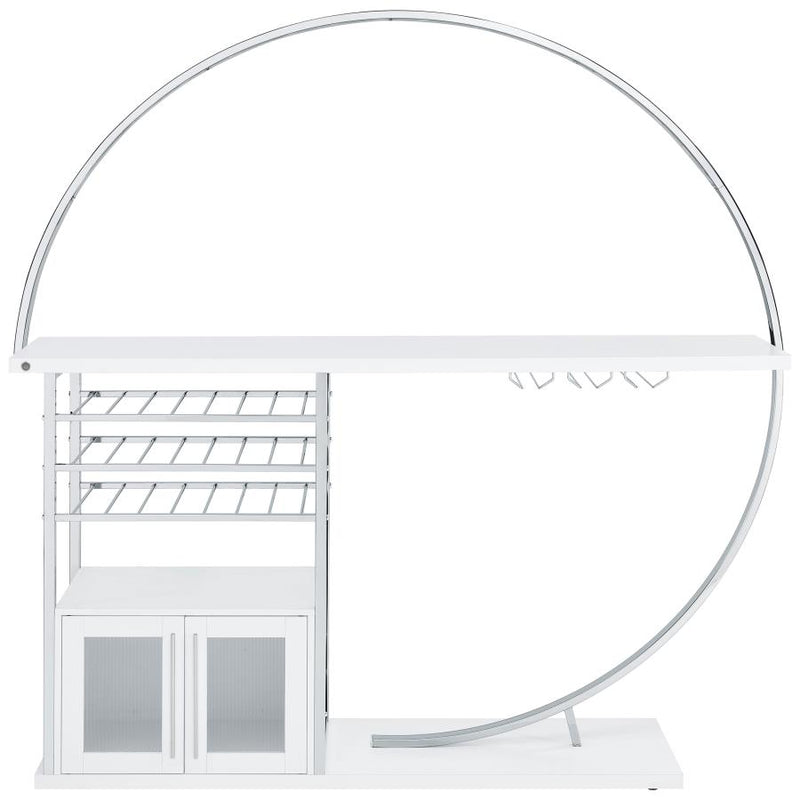 Risley 2-door Circular LED Wine Cabinet White High Gloss-zoom-