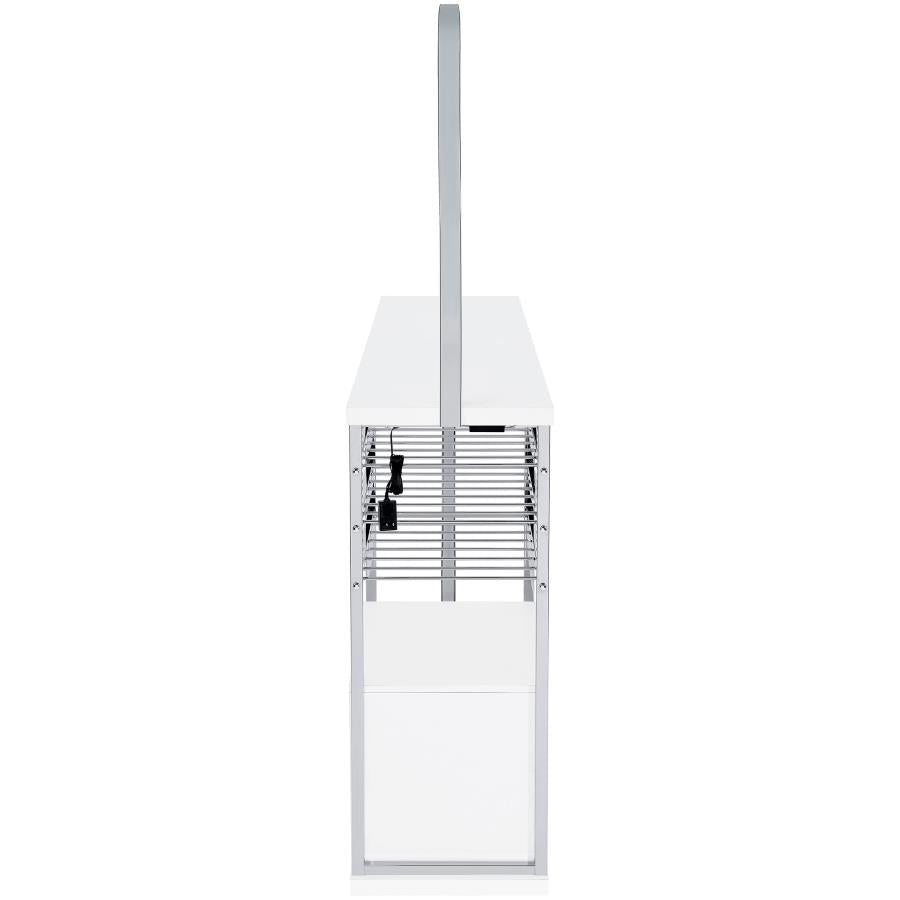 Risley 2-door Circular LED Wine Cabinet White High Gloss-17