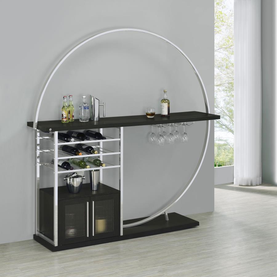 Risley 2-door Circular LED Wine Cabinet Dark Charcoal-2