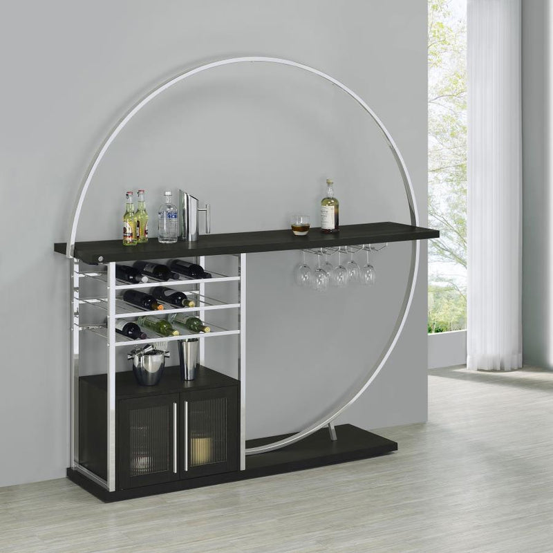 Risley 2-door Circular LED Wine Cabinet Dark Charcoal-zoom-