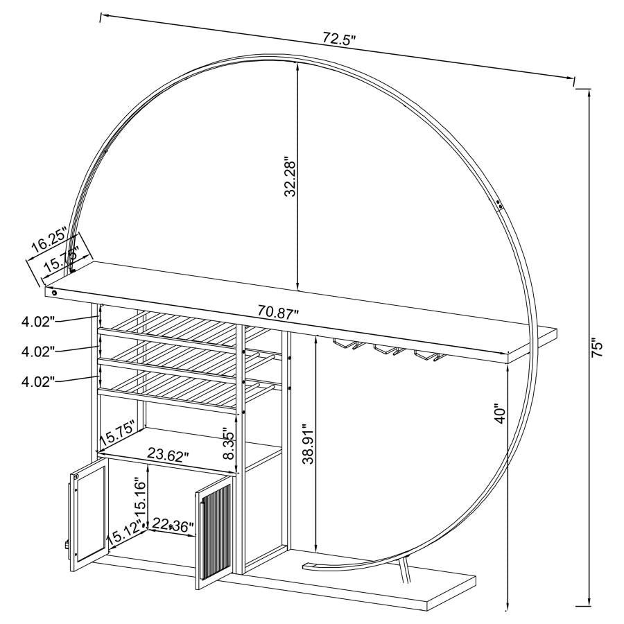 Risley 2-door Circular LED Wine Cabinet Dark Charcoal-zoom-20