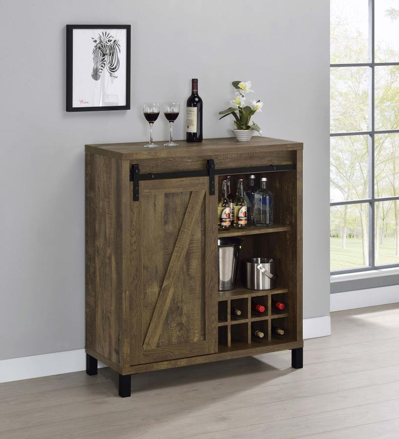 Arlington Sliding Door Home Bar Wine Cabinet Rustic Oak-zoom-
