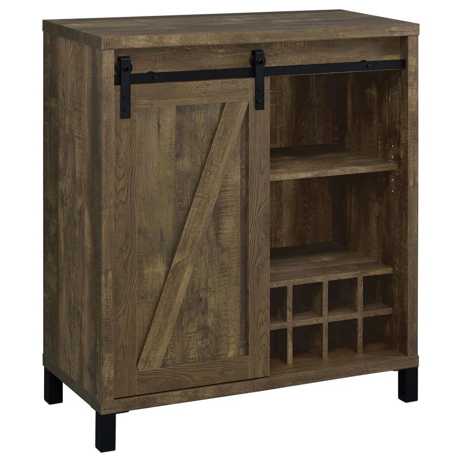 Arlington Sliding Door Home Bar Wine Cabinet Rustic Oak-1