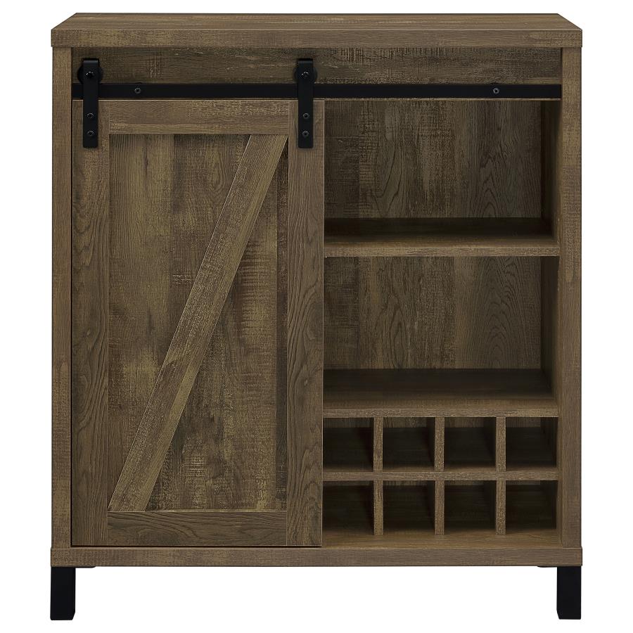 Arlington Sliding Door Home Bar Wine Cabinet Rustic Oak-zoom-3