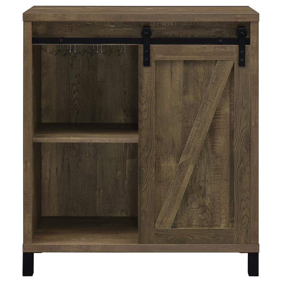 Arlington Sliding Door Home Bar Wine Cabinet Rustic Oak-zoom-4