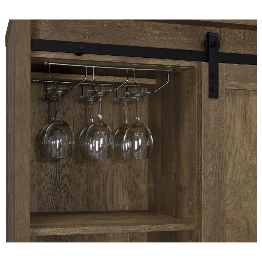 Arlington Sliding Door Home Bar Wine Cabinet Rustic Oak-zoom-7
