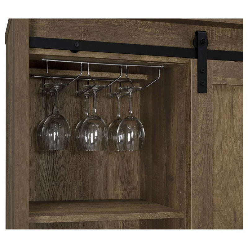 Arlington Sliding Door Home Bar Wine Cabinet Rustic Oak-zoom-