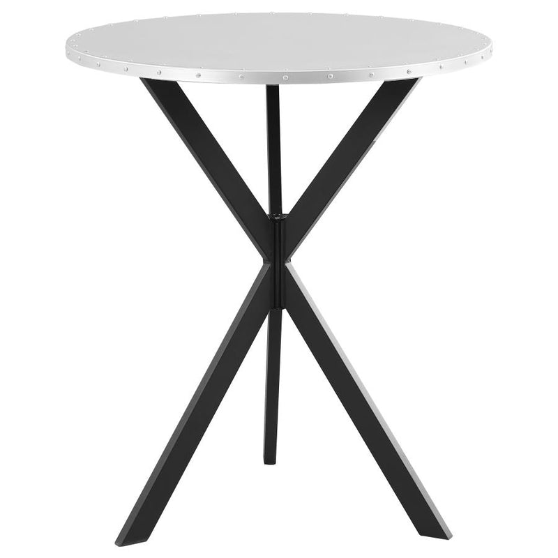Kenzo Round 32-inch Galvanized Steel Bistro Bar Table Silver-zoom-
