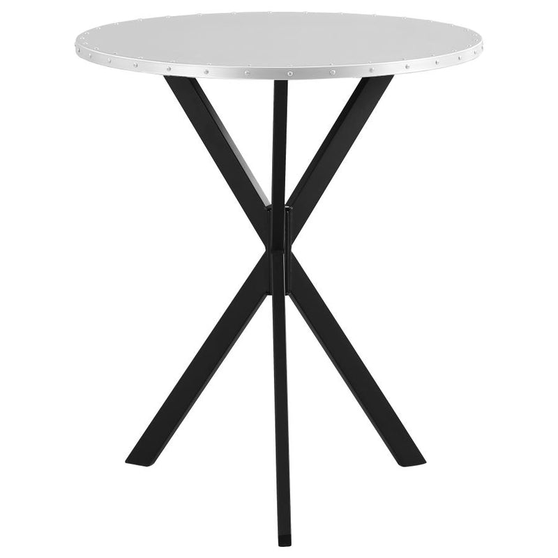 Kenzo Round 32-inch Galvanized Steel Bistro Bar Table Silver-zoom-