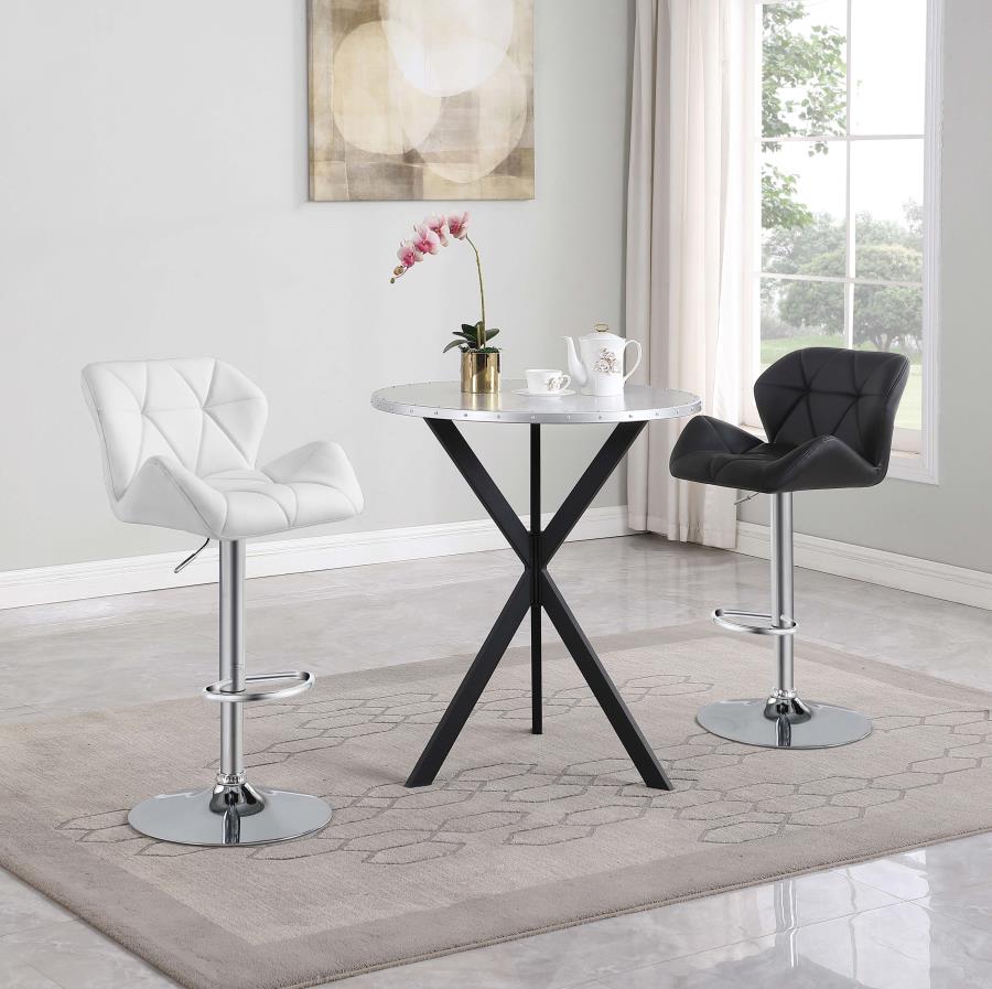 Kenzo Round 32-inch Galvanized Steel Bistro Bar Table Silver – Dining Room | Lusso Furniture Miami