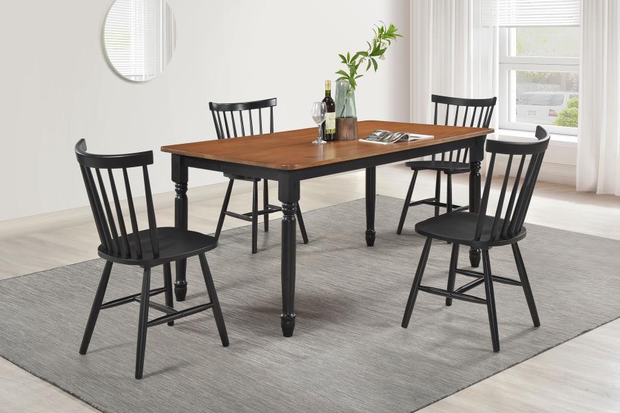 Hollyoak 5-piece Rectangular Dining Set Walnut and Black-1