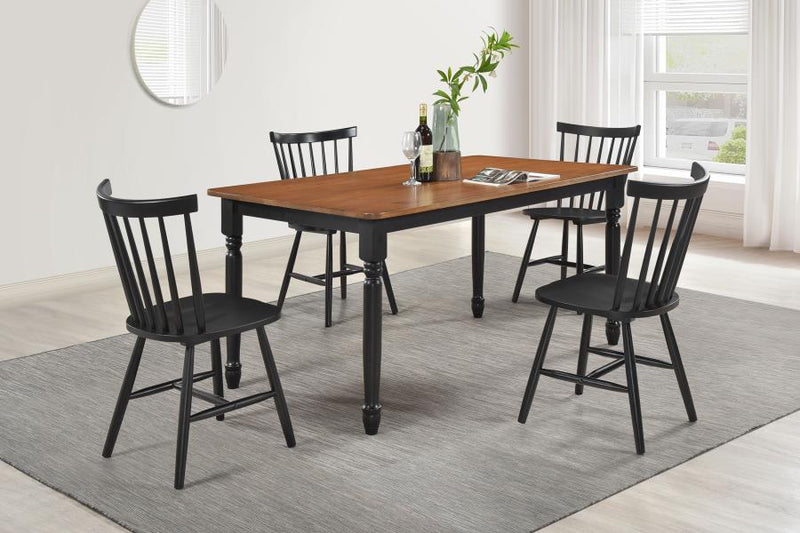 Hollyoak 5-piece Rectangular Dining Set Walnut and Black-zoom-