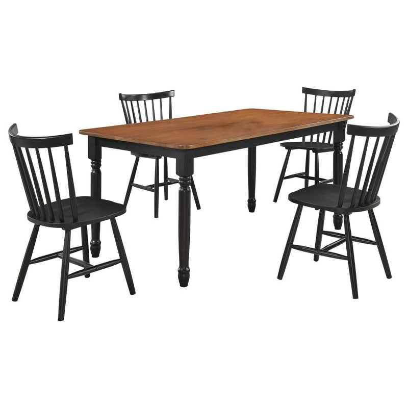 Hollyoak 5-piece Rectangular Dining Set Walnut and Black-zoom-