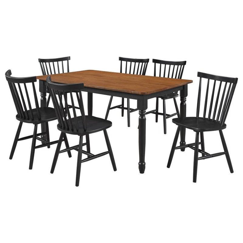 Hollyoak 7-piece Rectangular Dining Set Walnut and Black-zoom-