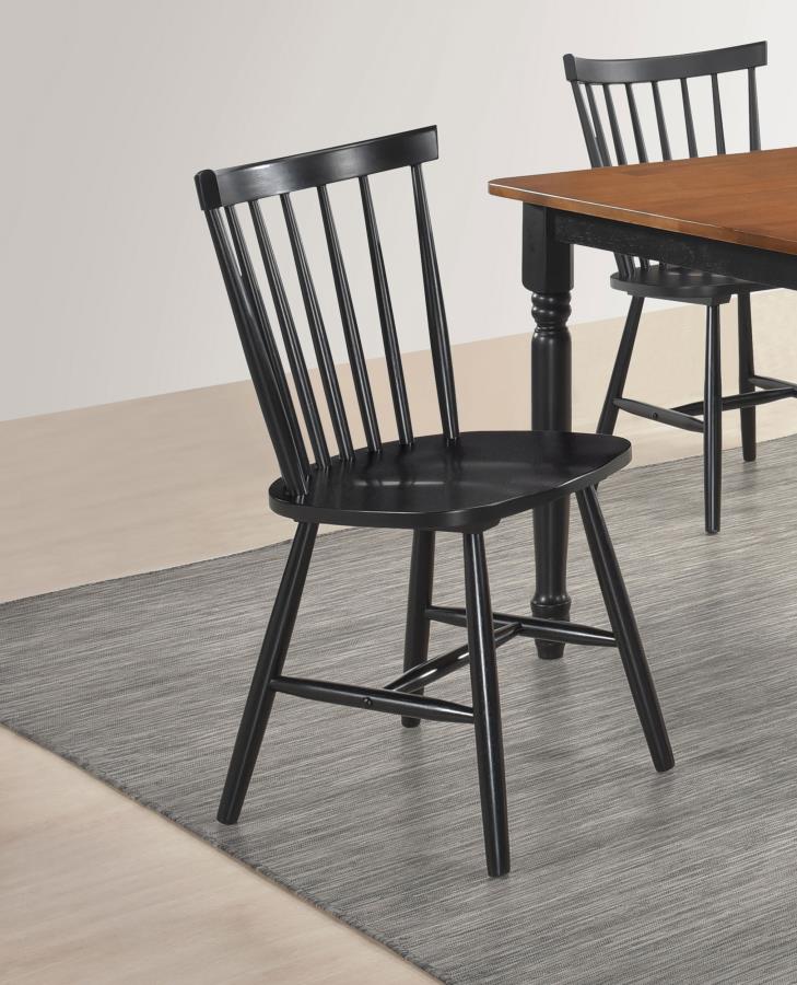 Hollyoak Windsor Wood Dining Side Chair Black (Set of 2)-zoom-