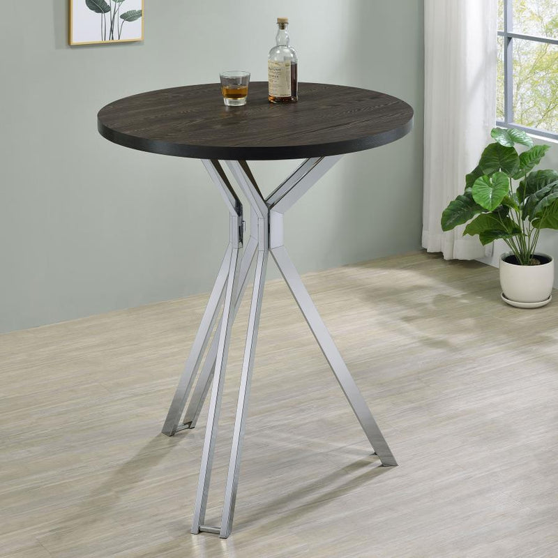 Edgerton Round 35-inch Pub Height Bistro Bar Table Dark Oak-zoom-