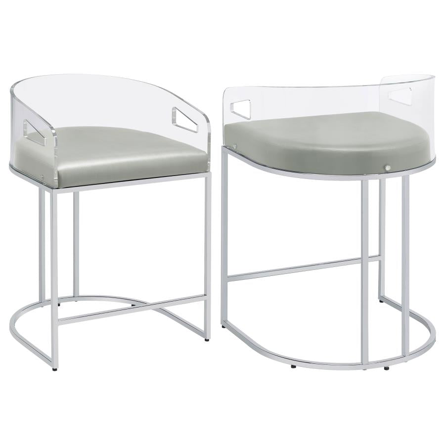 Thermosolis Clear Acrylic Counter Chair Chrome (Set of 2)-zoom-1