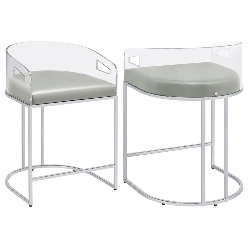 Thermosolis Clear Acrylic Counter Chair Chrome (Set of 2)-zoom-