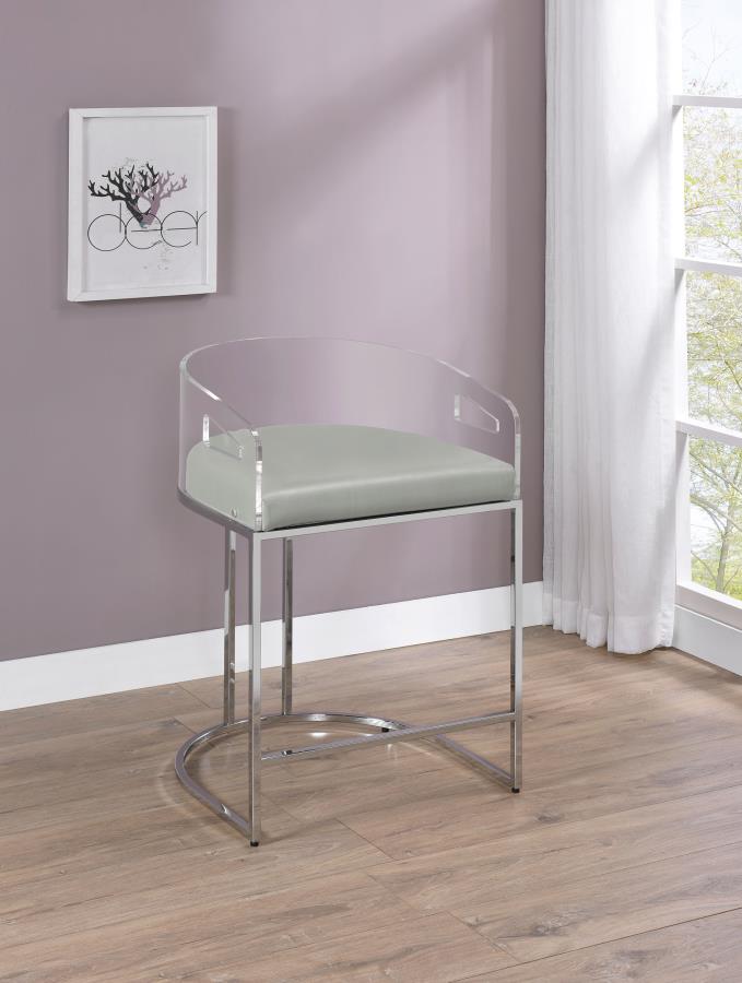 Thermosolis Clear Acrylic Counter Chair Chrome (Set of 2)-zoom-2