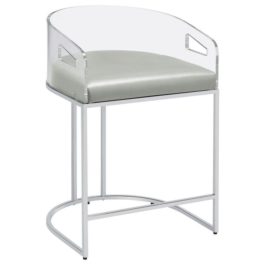 Thermosolis Clear Acrylic Counter Chair Chrome (Set of 2)-3