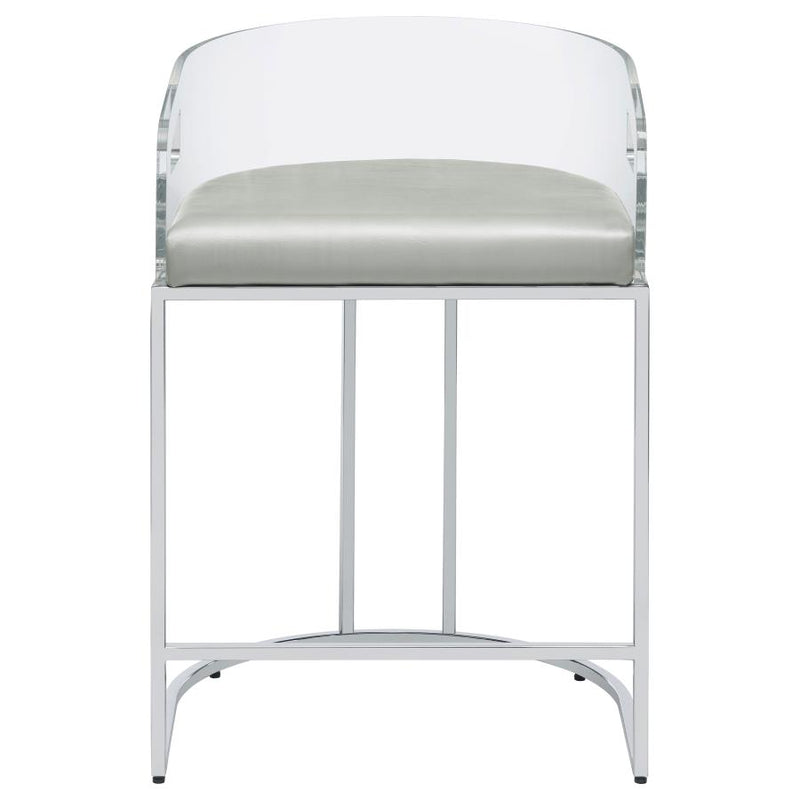 Thermosolis Clear Acrylic Counter Chair Chrome (Set of 2)-zoom-