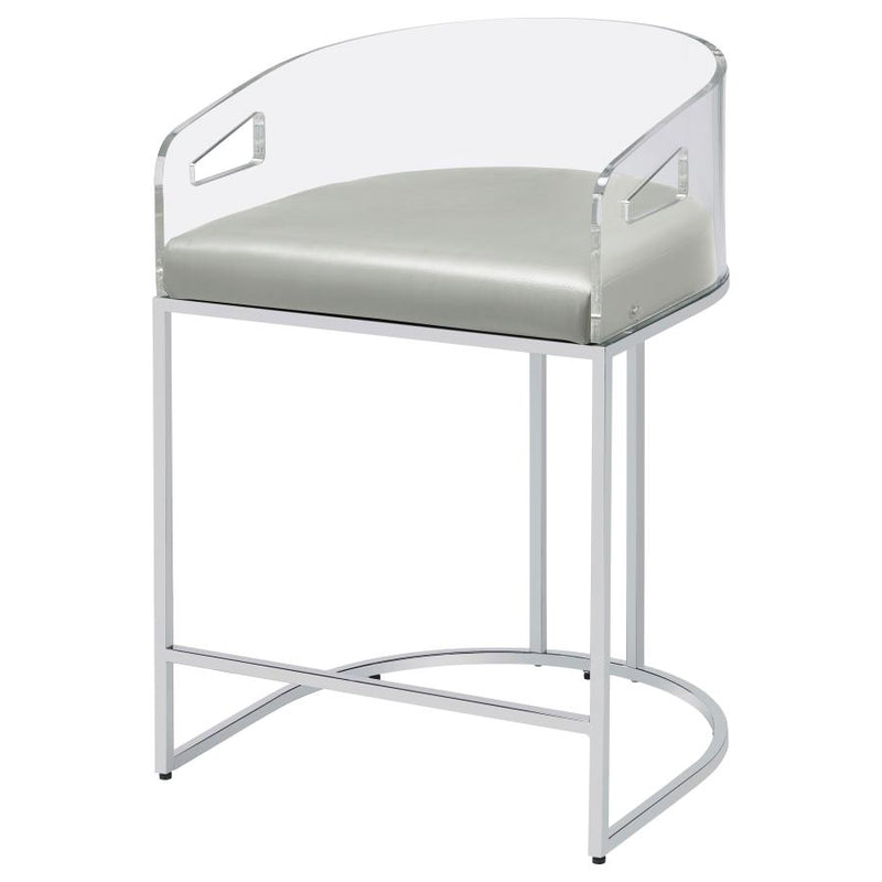 Thermosolis Clear Acrylic Counter Chair Chrome (Set of 2)-zoom-