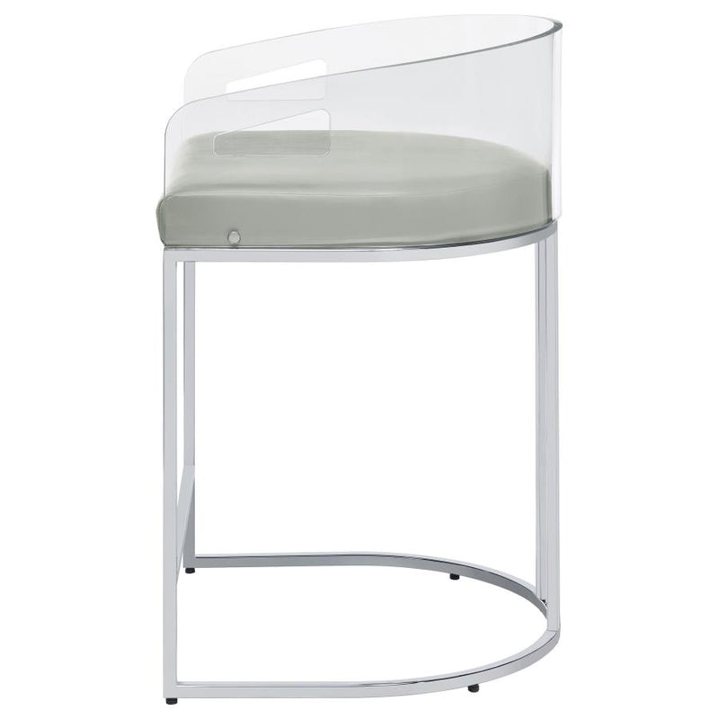 Thermosolis Clear Acrylic Counter Chair Chrome (Set of 2)-zoom-