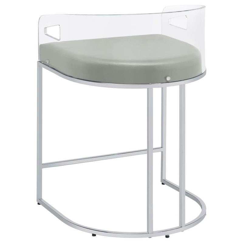 Thermosolis Clear Acrylic Counter Chair Chrome (Set of 2)-zoom-