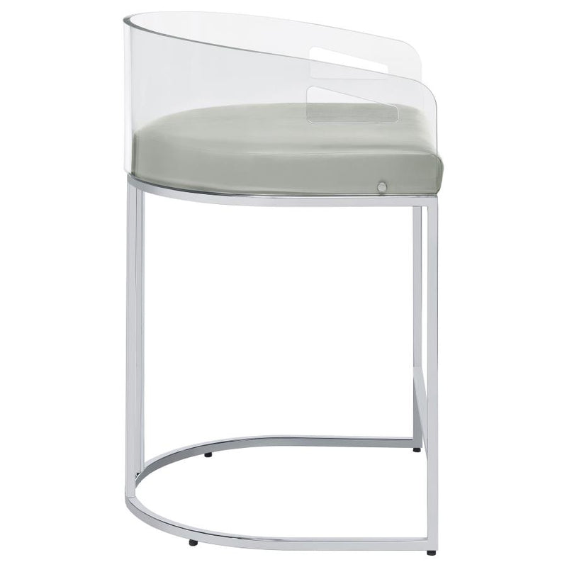 Thermosolis Clear Acrylic Counter Chair Chrome (Set of 2)-zoom-