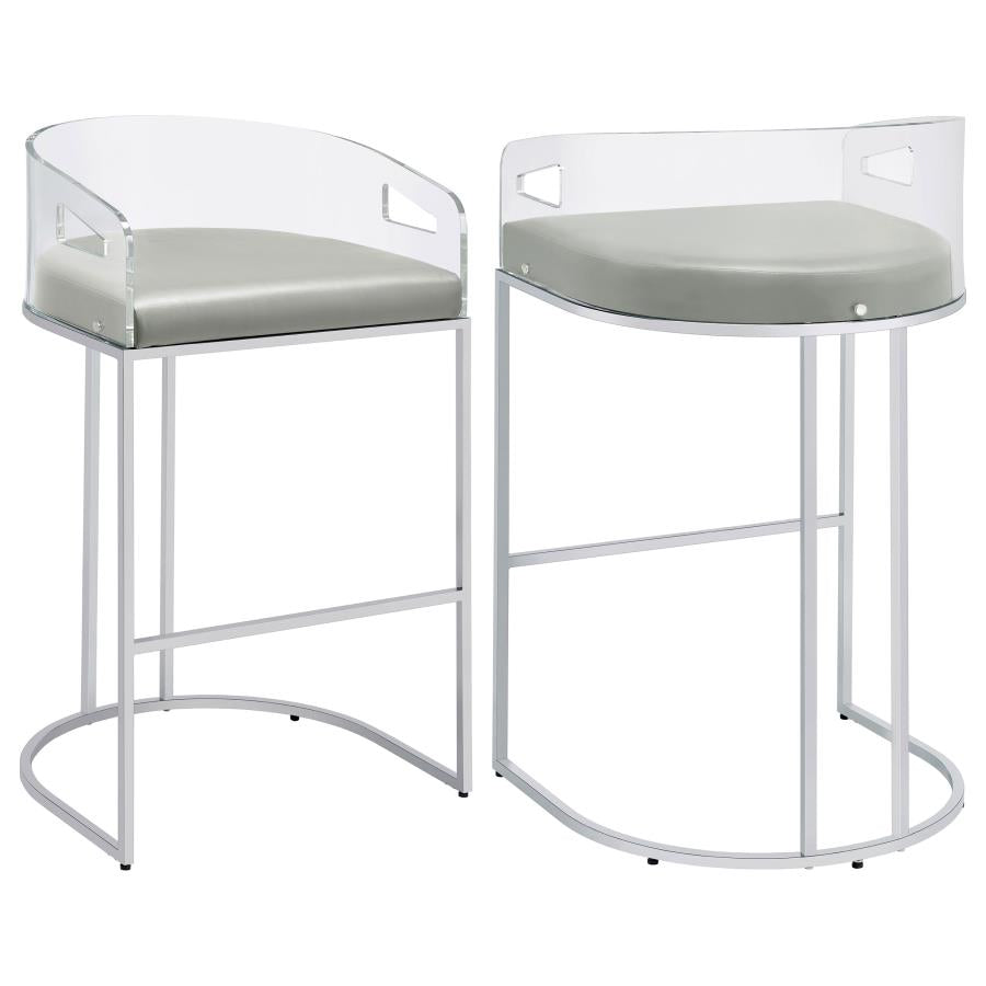 Thermosolis Clear Acrylic Bar Chair Chrome (Set of 2)-1