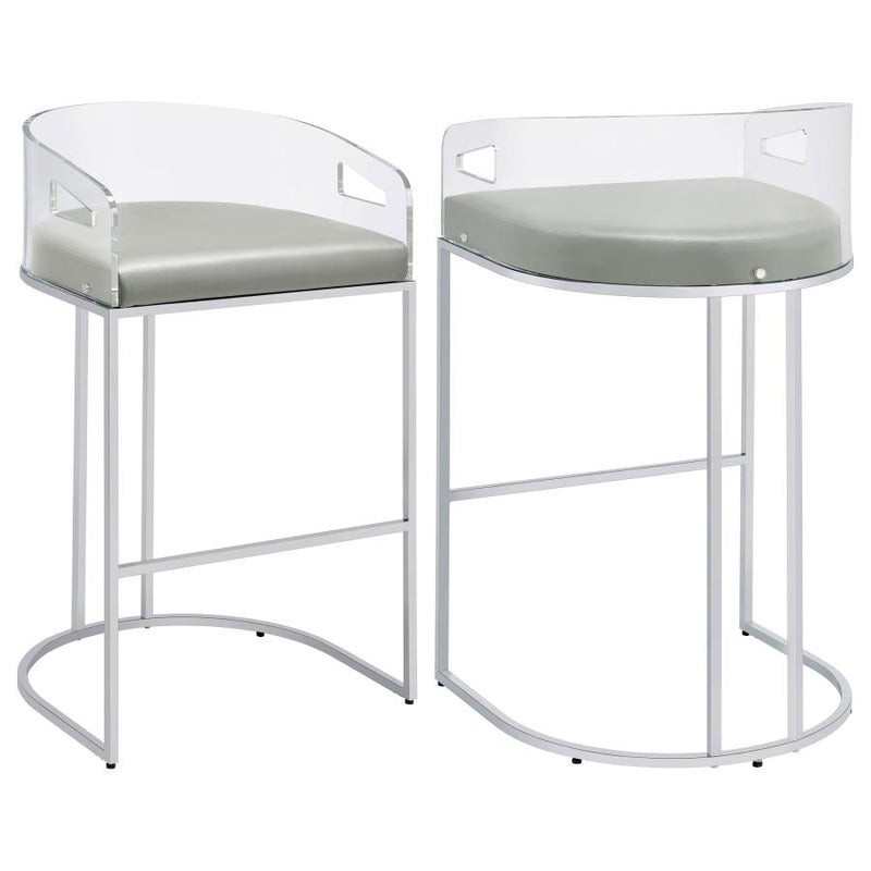 Thermosolis Clear Acrylic Bar Chair Chrome (Set of 2)-zoom-
