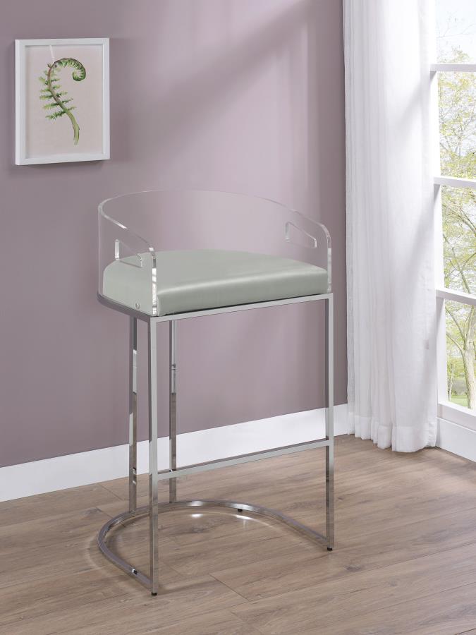 Thermosolis Clear Acrylic Bar Chair Chrome (Set of 2)-zoom-2
