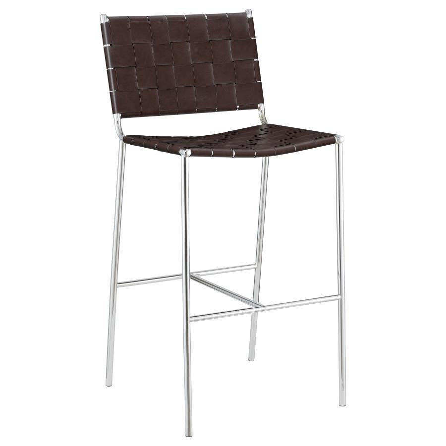 Adelaide Upholstered Pub Height Bar Stool Brown and Chrome-zoom-1