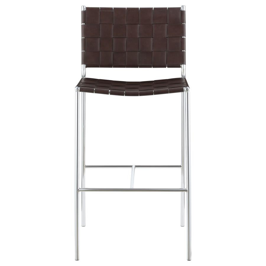 Adelaide Upholstered Pub Height Bar Stool Brown and Chrome-zoom-3