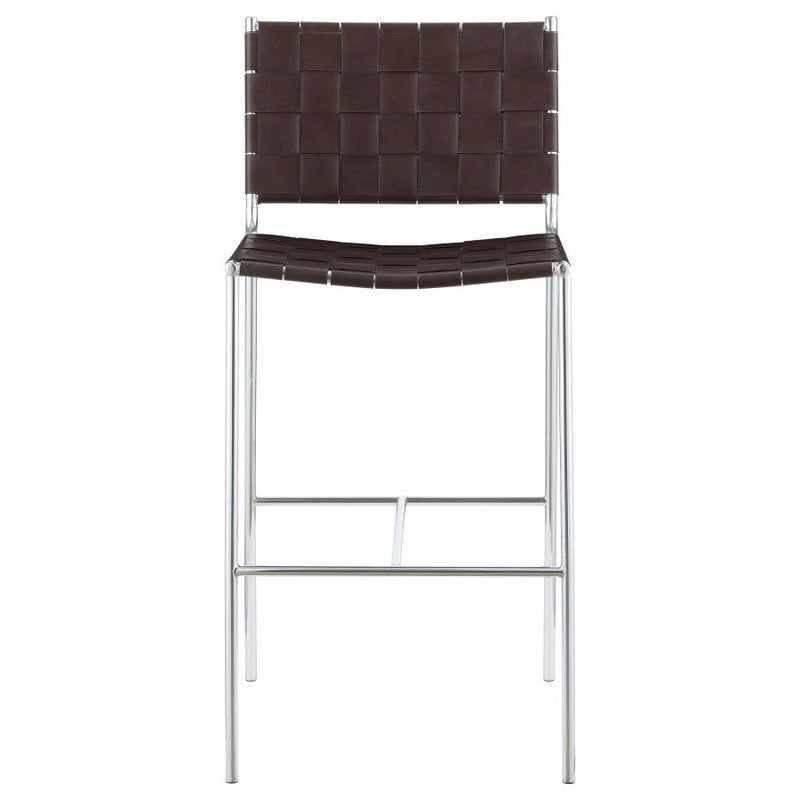 Adelaide Upholstered Pub Height Bar Stool Brown and Chrome-zoom-