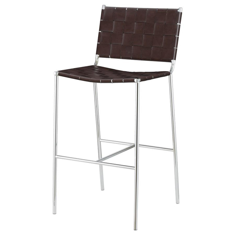 Adelaide Upholstered Pub Height Bar Stool Brown and Chrome-zoom-