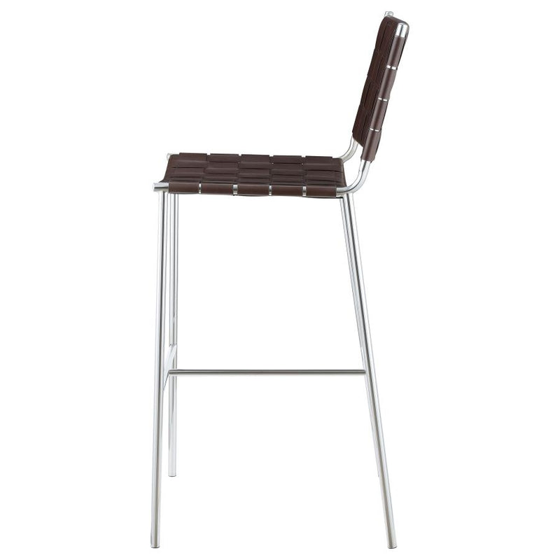 Adelaide Upholstered Pub Height Bar Stool Brown and Chrome-zoom-