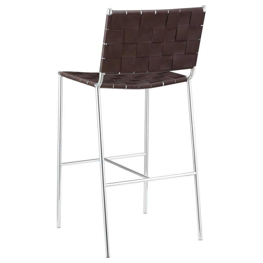 Adelaide Upholstered Pub Height Bar Stool Brown and Chrome-6