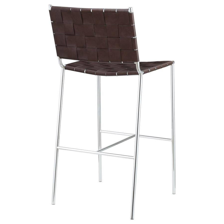 Adelaide Upholstered Pub Height Bar Stool Brown and Chrome-7